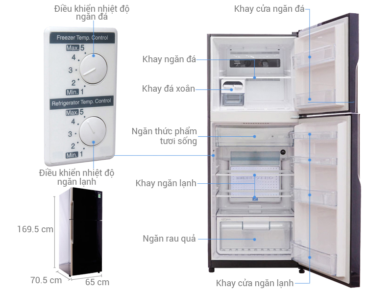 Tủ lạnh Hitachi inverter 365 lít R-VG440PGV3 GBK