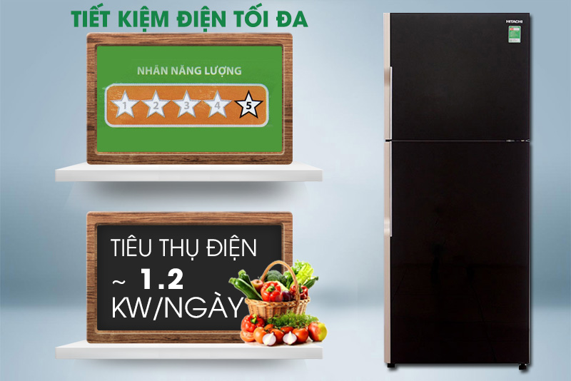 Tủ lạnh Hitachi inverter 365 lít R-VG440PGV3 GBK
